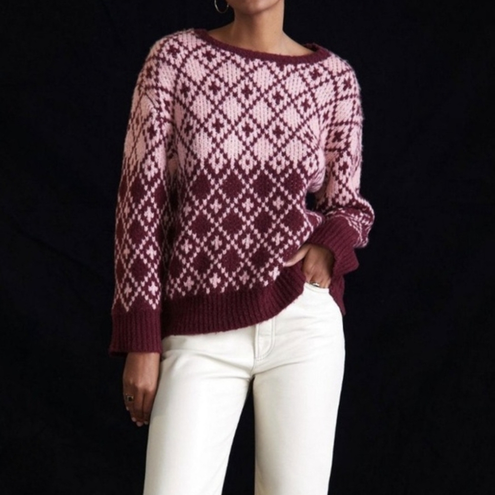 Anthropologie Maeve Sigfried Wool Blend Crew Neck Sweater Medium